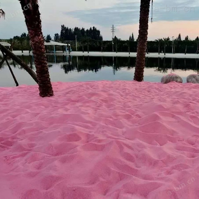 旅游风景区海滩用粉色沙滩沙 染色彩砂